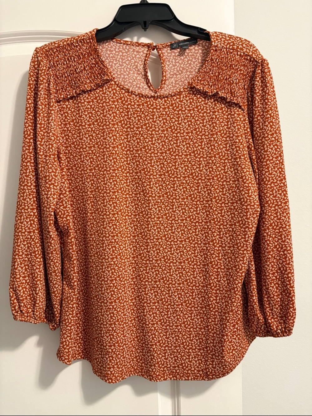 Adrianna Papell Rust Printed 3/4 Long-Sleeve Blouse